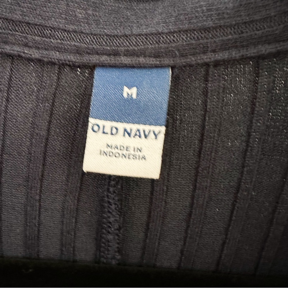 Old Navy Fitted Rib Knit Tie-Belt Long Sleeve Mini Polo Dress Navy Blue sz Med - Picture 8 of 9